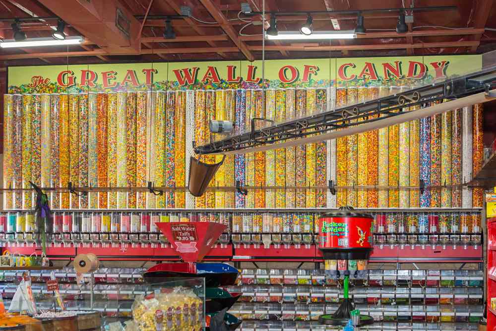 The Great Wall of Candy at Savannah Candy Kitchen in Savannah City Market